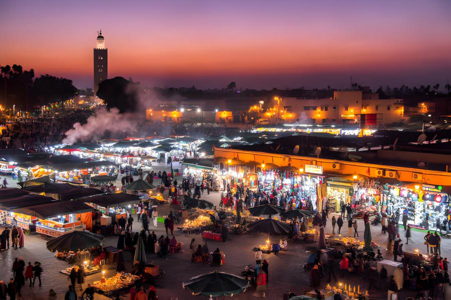 Djemaa El Fna Square Koutoubia Mosque Marrakech Morocco