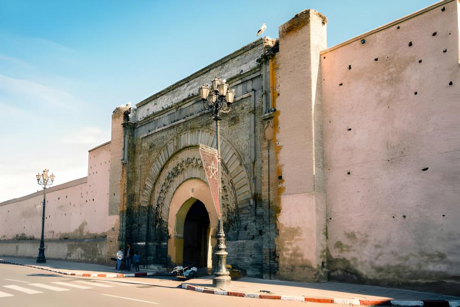 Gate in medieval city walls of Marrakech